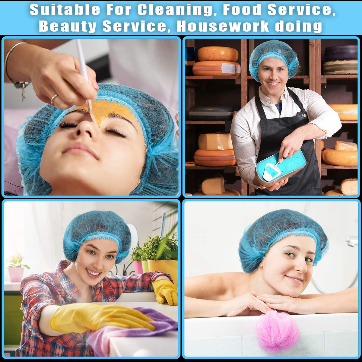 Mob Cap Blue Hair Net - 1000Pcs