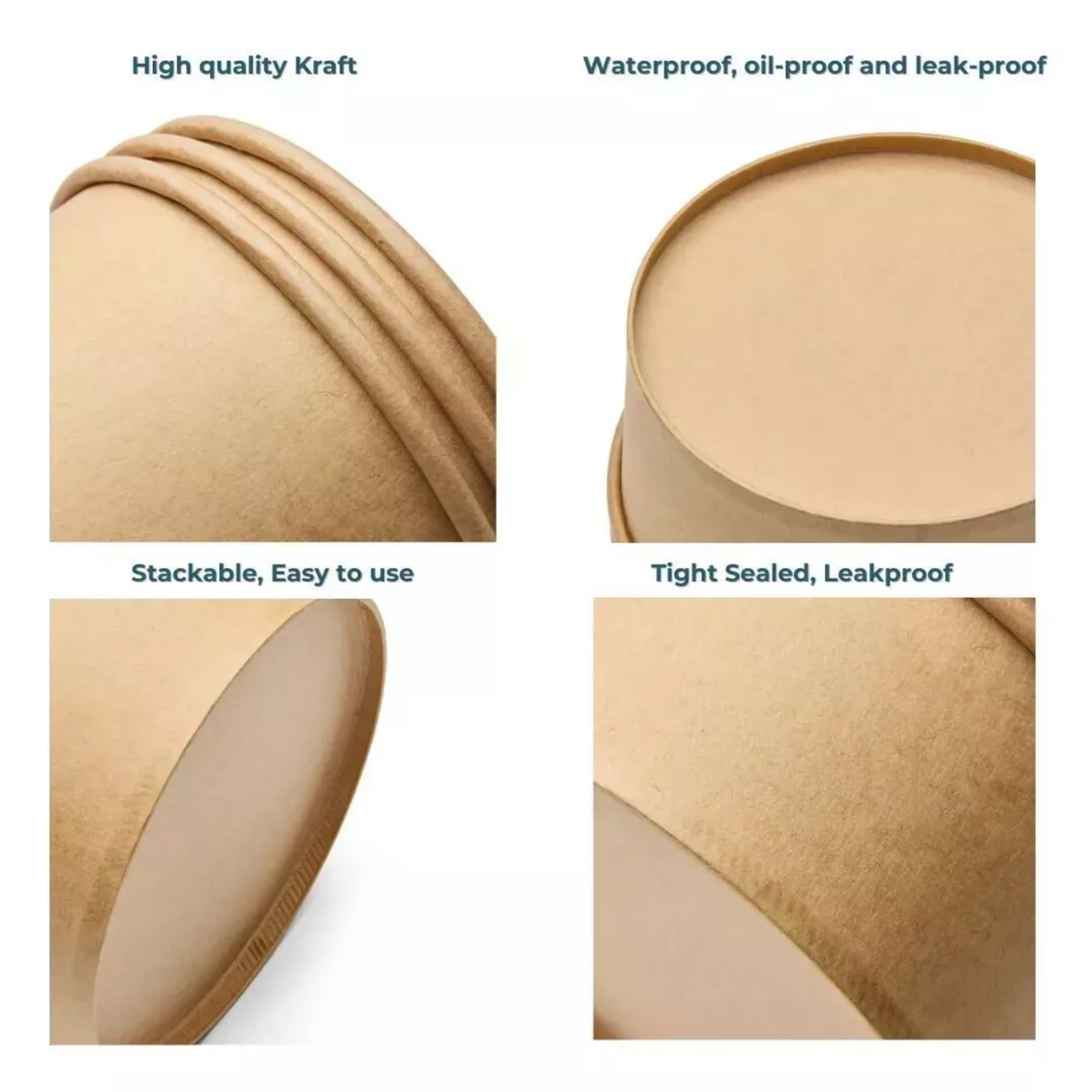 Round Kraft Paper Deli Bowls 500Ml X300Pcs