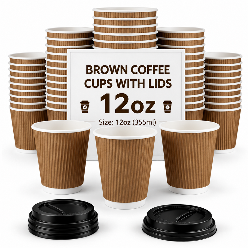 12Oz Brown Ripple Cups (20X25) X500pcs
