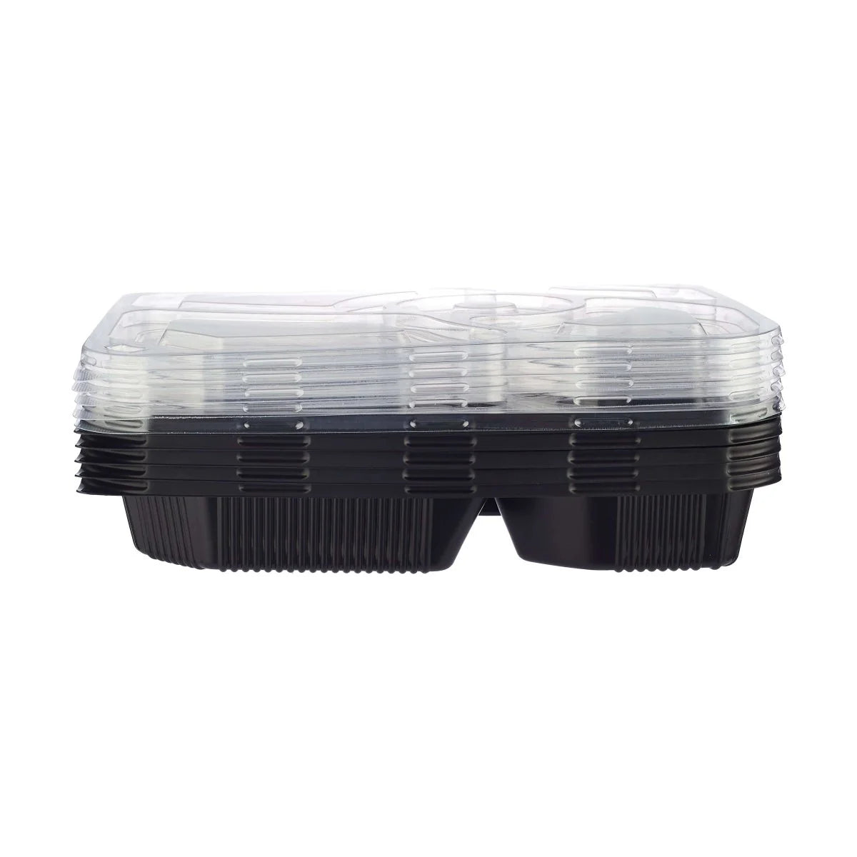 5 Compartment Rectangular Black Base Container X 150Pcs