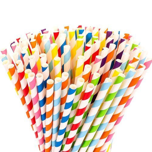Multi Colour Drinking Paper Straw 6Mm X250Pcs