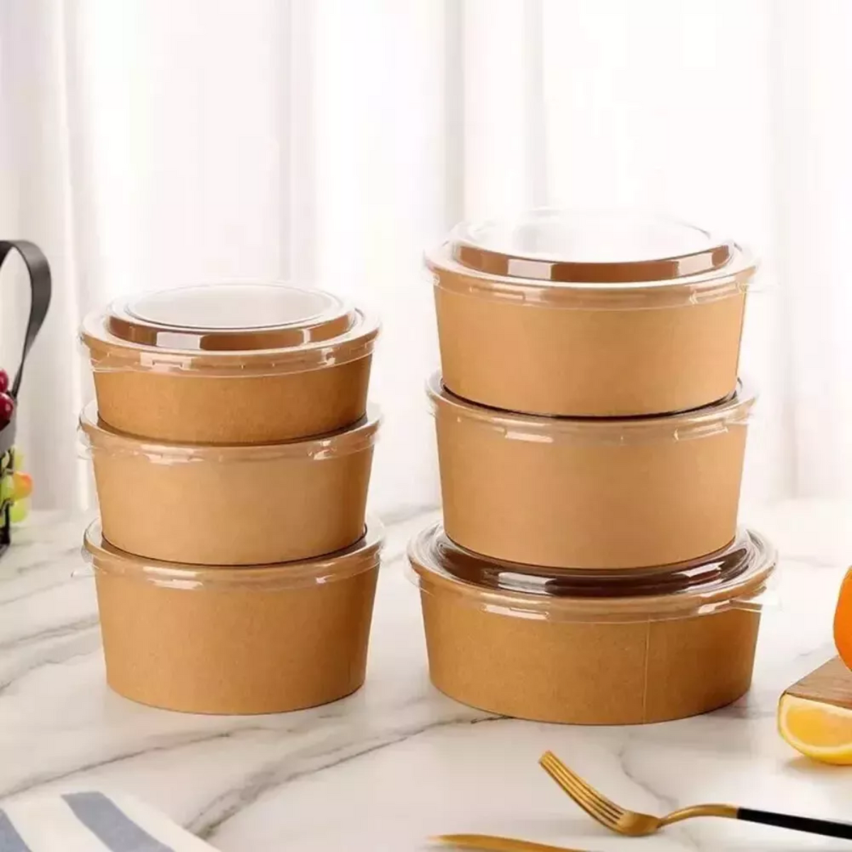 Round Kraft Paper Deli Bowls 750Ml X300Pcs