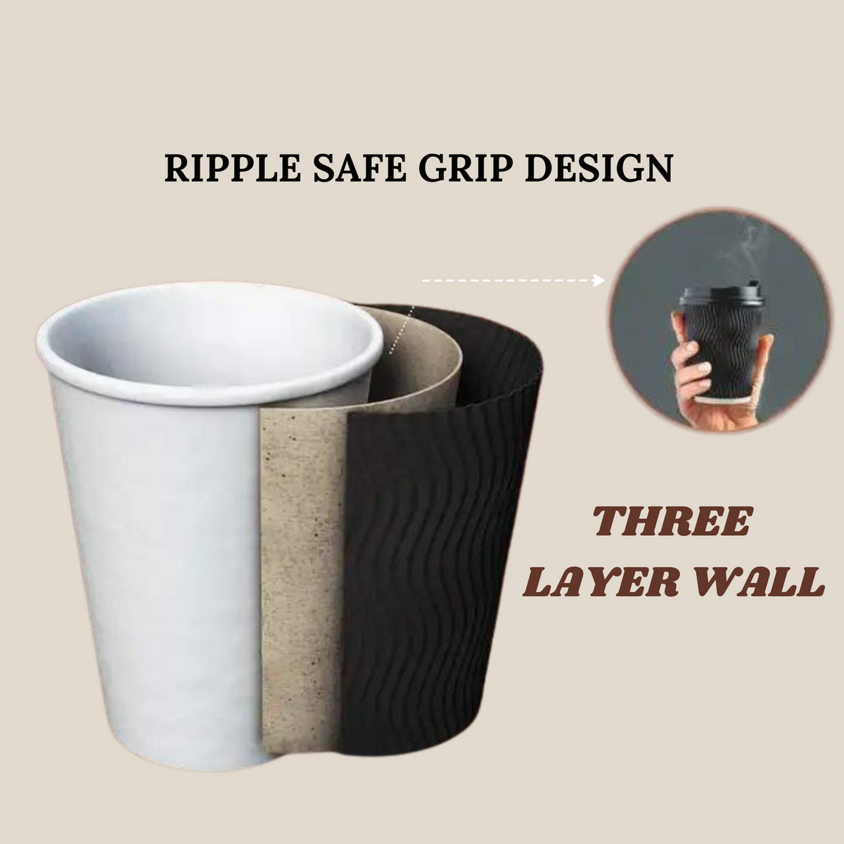 4Oz Black Ripple Cups X500Pcs