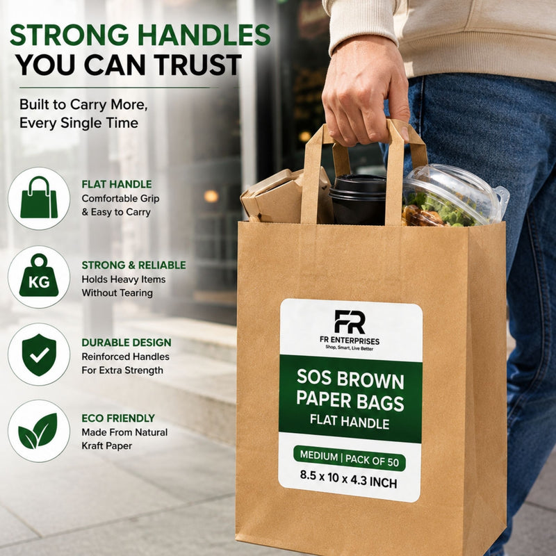 Brown SOS Extra Large Flat Handle Paper Bags x225pcs