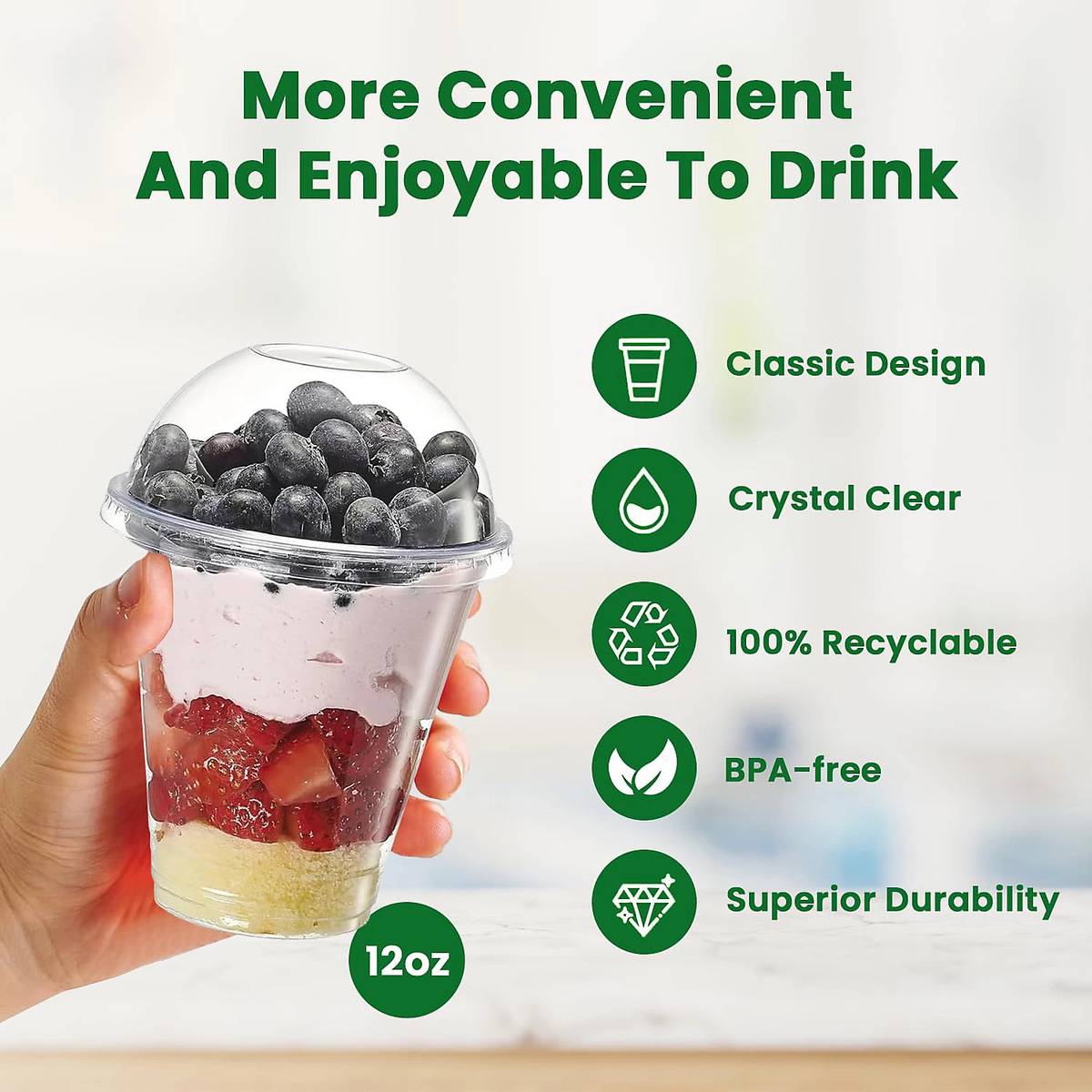 8Oz Plastic Milkshake/Smoothie Clear Cups- 20X50 X 1000Pcs