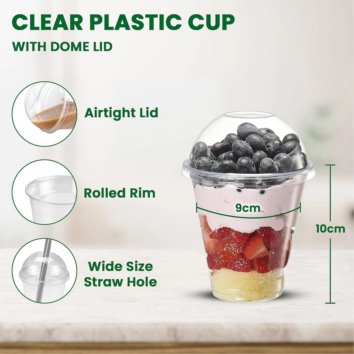 10Oz Plastic Milkshake/Smoothie Clear Cups- 20X50 X 1000Pcs