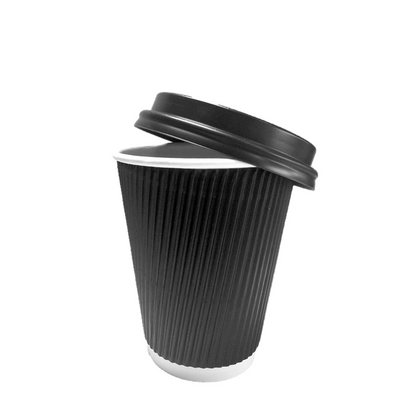 12Oz Black Ripple Reseal Lids X1000Pcs
