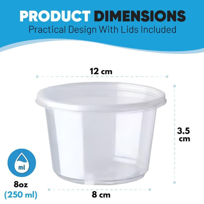 Sauce Cups With Lids 8Oz X250Pcs