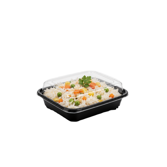 12Oz Rectangular Black Base Container X 150Pcs