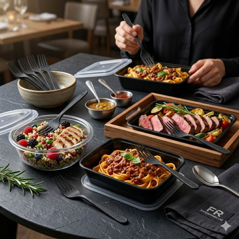 Black Reusable Plastic Forks 20X50 X1000Pcs