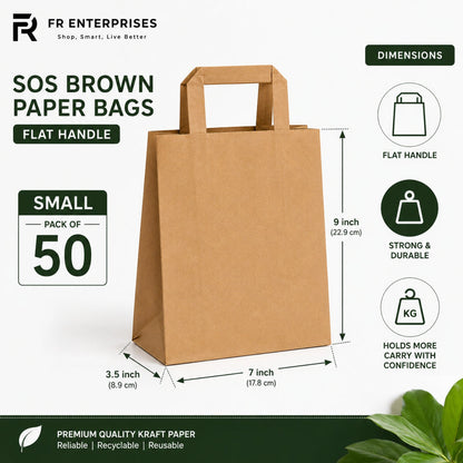 Brown SOS Extra Large Flat Handle Paper Bags x225pcs