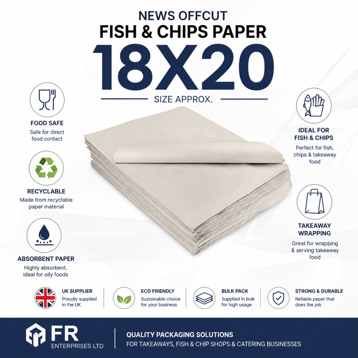 Newspaper Offcut Fish & Chips Paper 18X20