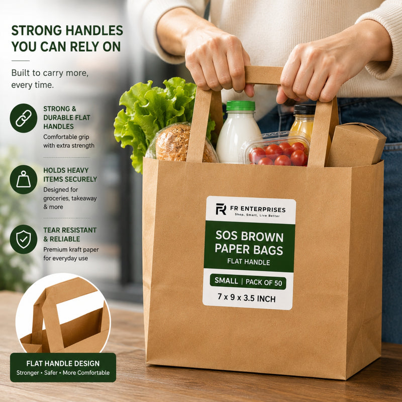 Brown SOS Extra Large Flat Handle Paper Bags x225pcs