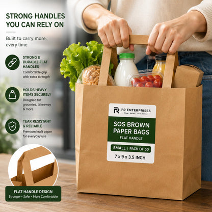 Brown SOS Extra Large Flat Handle Paper Bags x225pcs