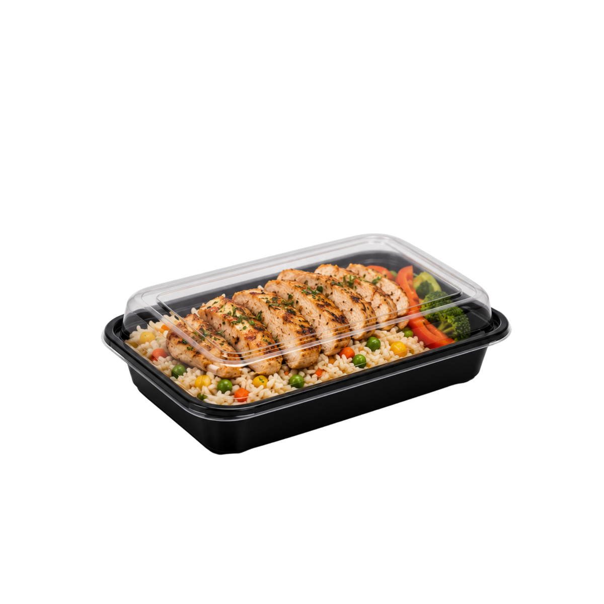 16Oz Rectangular Black Base Container X 150Pcs
