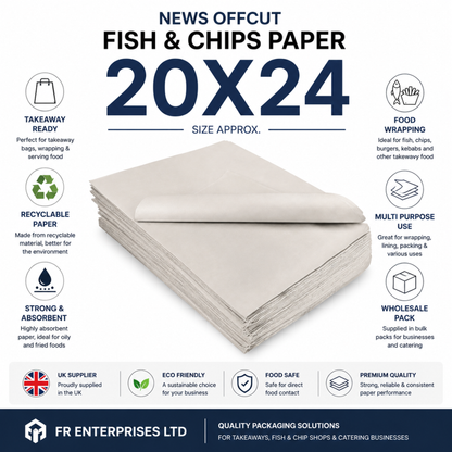 Newspaper Offcut Fish & Chips Paper 20X24