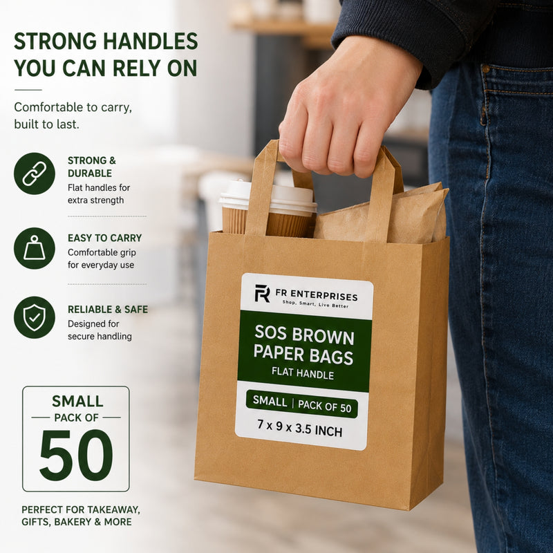 Brown SOS Extra Large Flat Handle Paper Bags x225pcs
