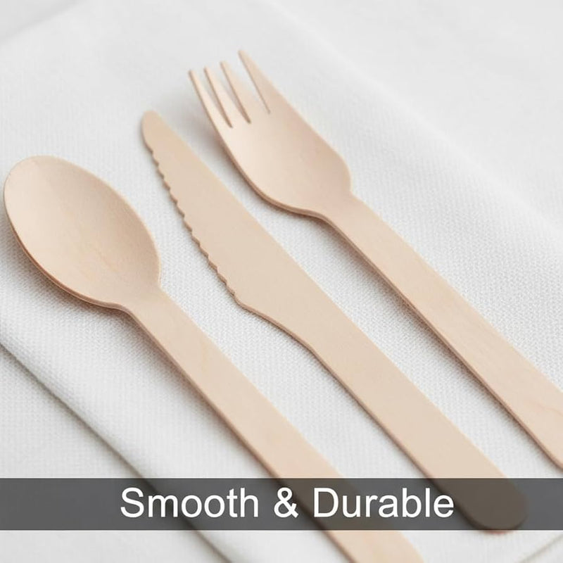 Wooden Cutlery Set Each Pack Of Spoons/Knives/Forks/Napkins X500Pcs