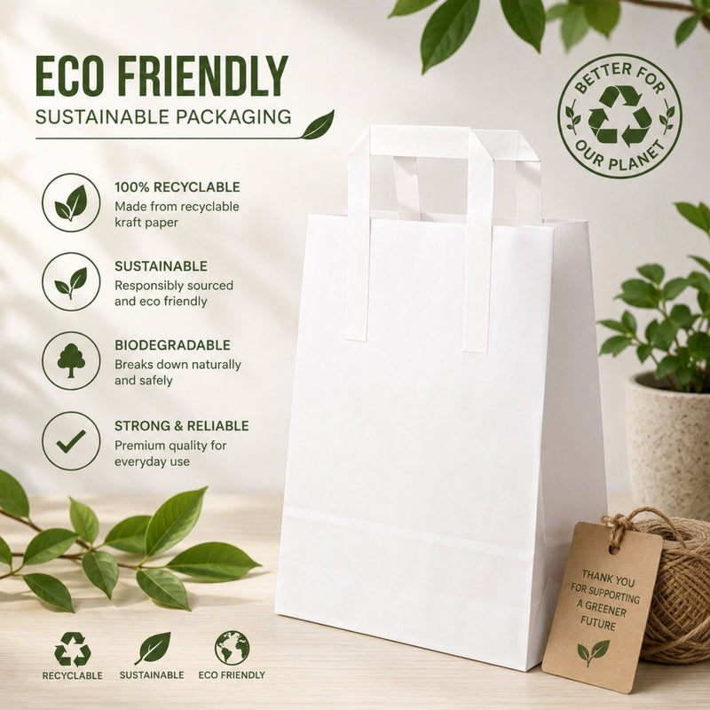White SOS Extra Large Jumbo Flat Handle Paper Bag x250pcs