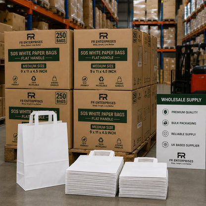 White SOS Extra Large Jumbo Flat Handle Paper Bag x250pcs