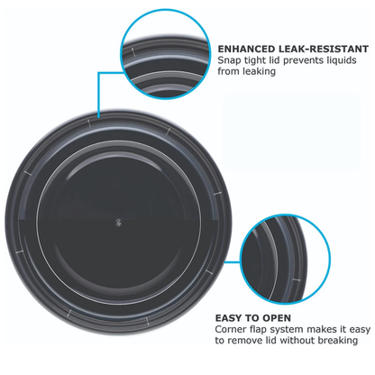 24Oz Black Base Round With Lids X 150Pcs
