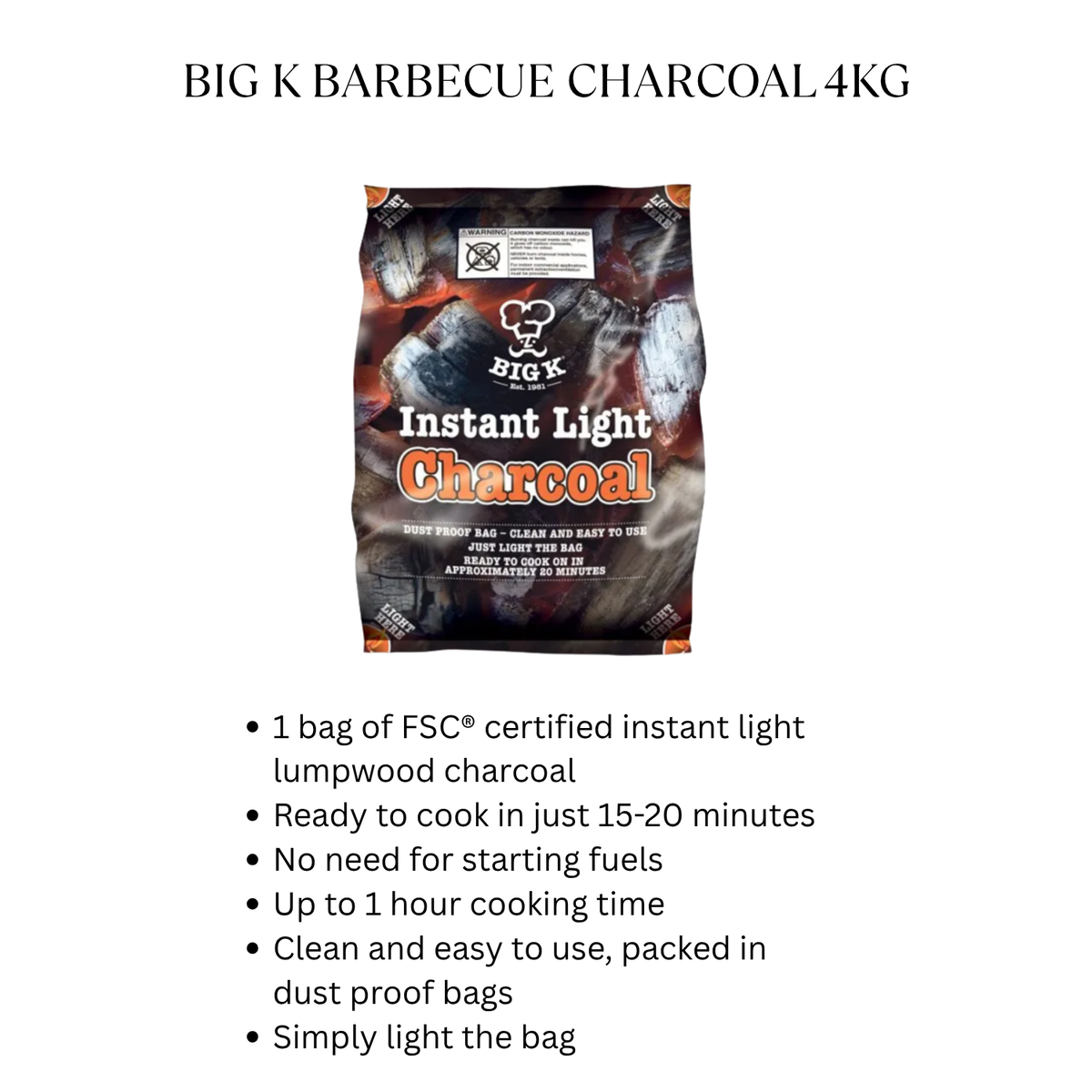 Big K Charcoal Instant Light 4Kg