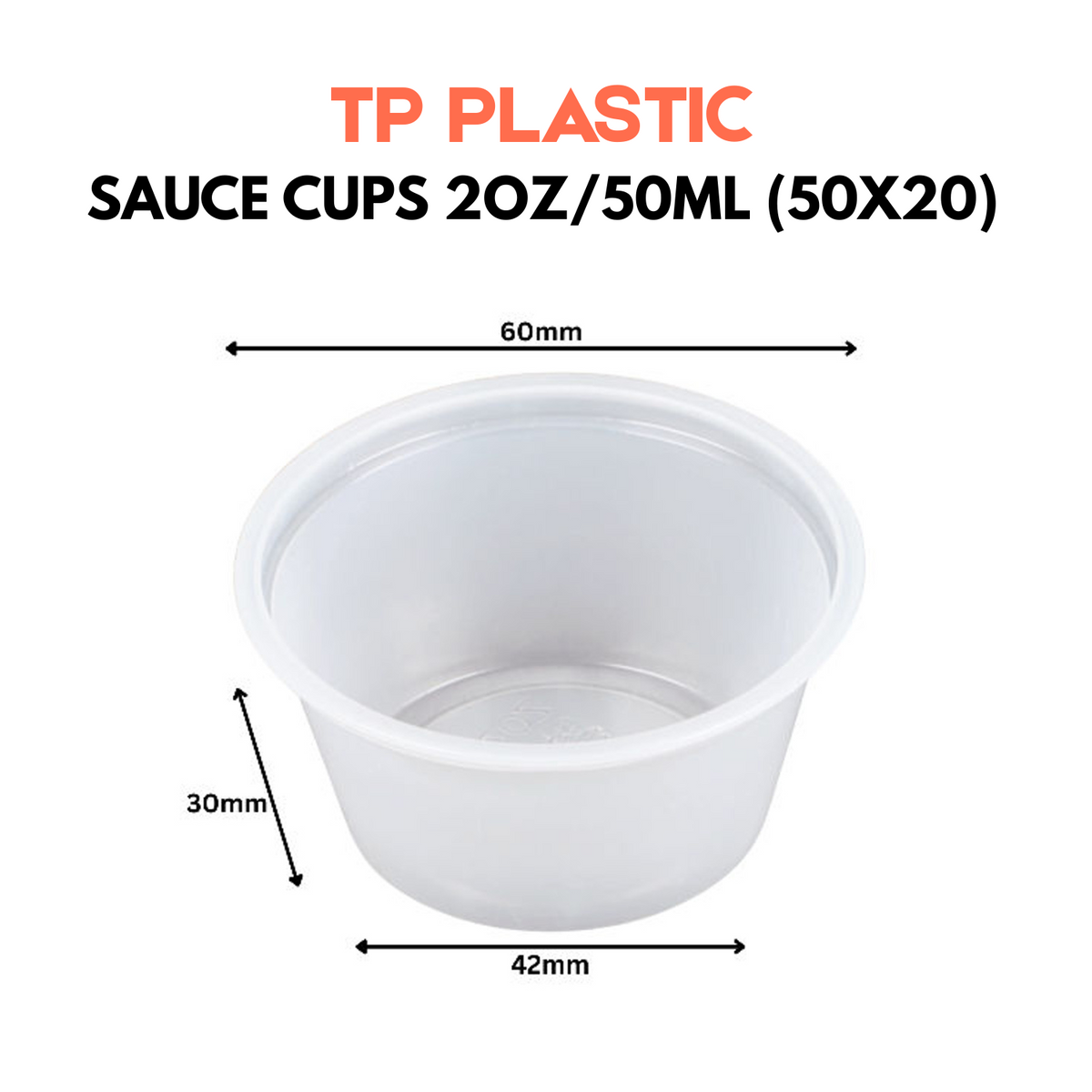 Sauce Cups With Lids 2Oz/50Ml X1000Pcs