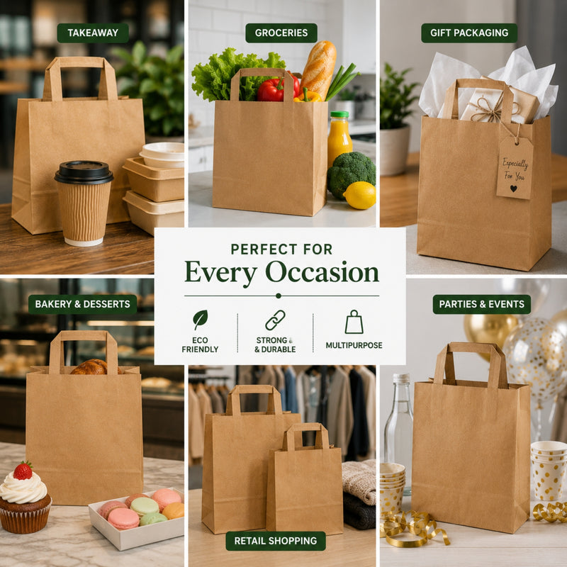 Brown SOS Extra Large Flat Handle Paper Bags x225pcs