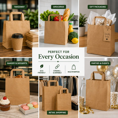 Brown SOS Extra Large Flat Handle Paper Bags x225pcs