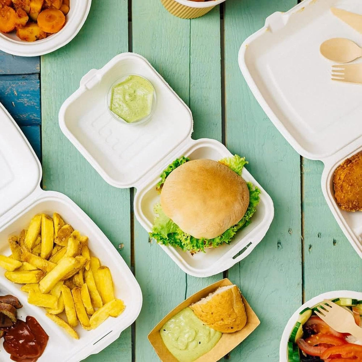 Bagasse Burger Meal Box X 200Pcs