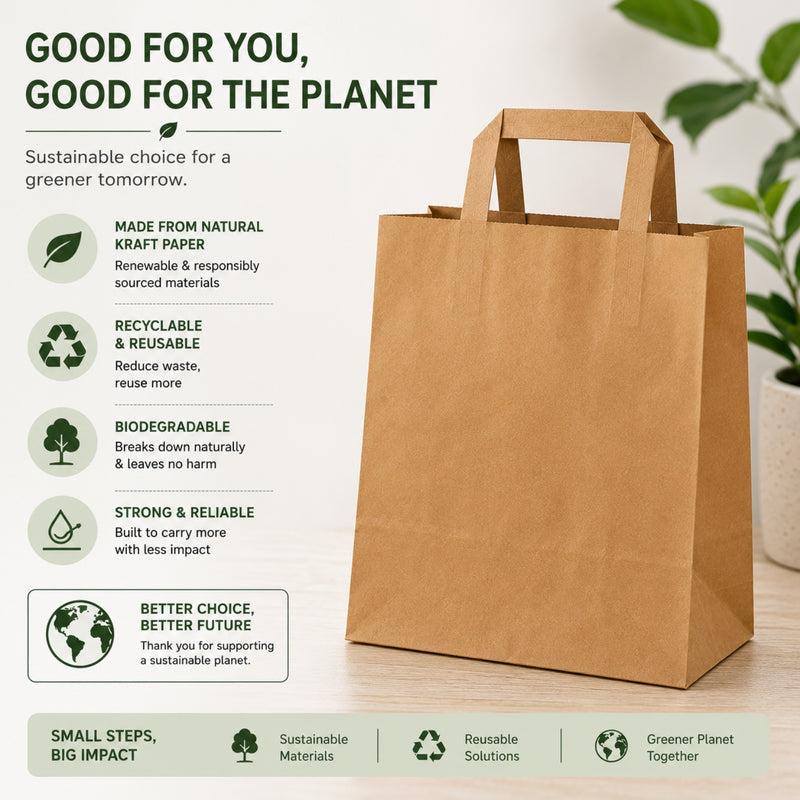 Brown SOS Extra Large Flat Handle Paper Bags x225pcs