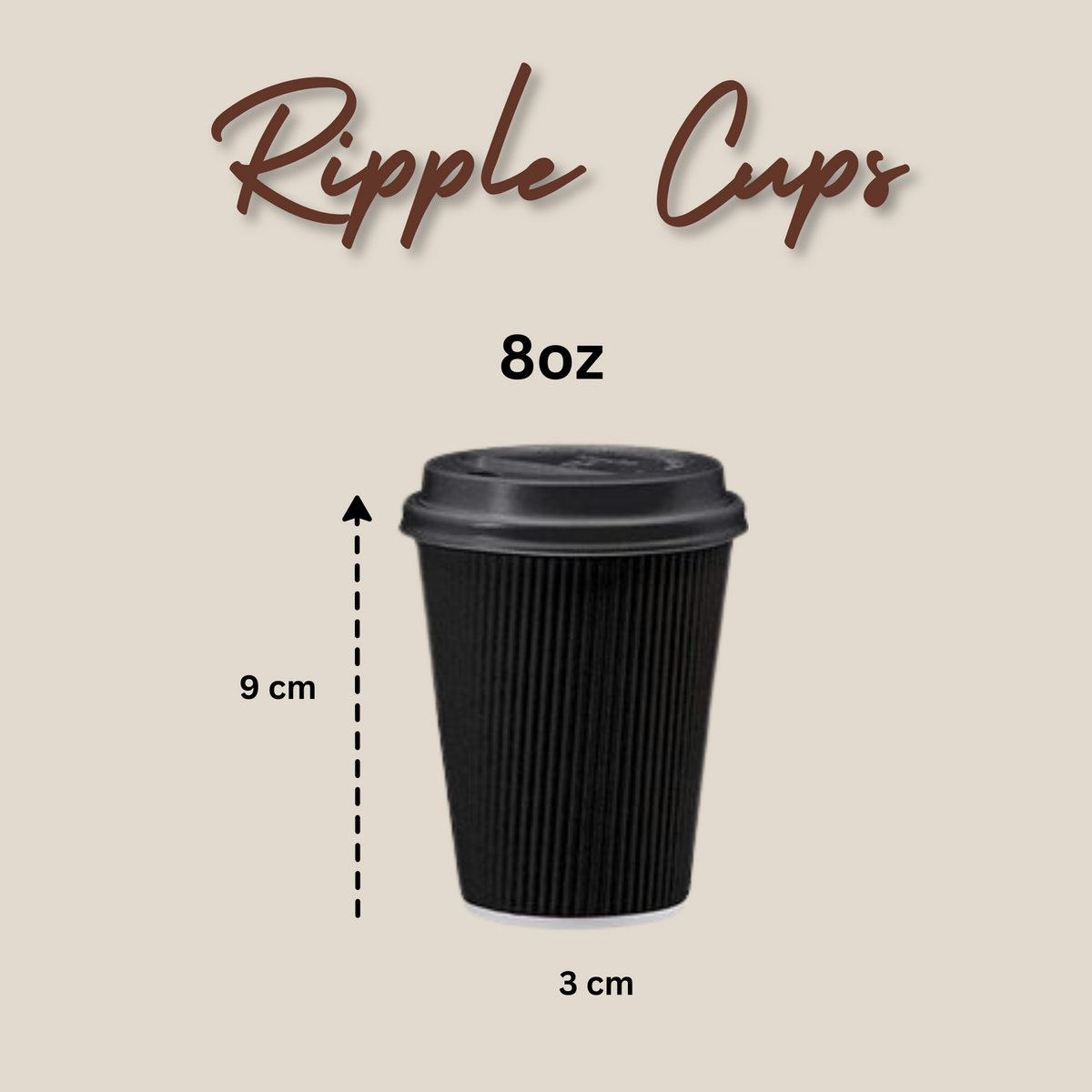 8Oz Black Ripple Cups X500Pcs