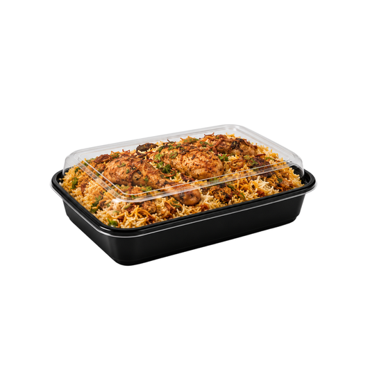 38Oz Rectangular Black Base Container X 150Pcs