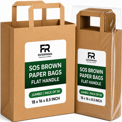 Brown SOS Extra Large Flat Handle Paper Bags x225pcs