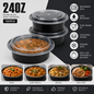 24Oz Black Base Round With Lids X 150Pcs