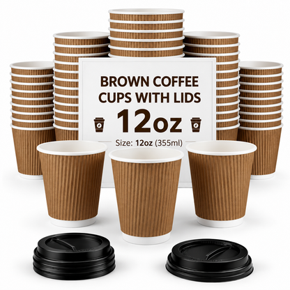 12Oz Brown Ripple Cups (20X25) X500pcs