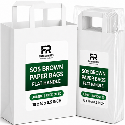 White SOS Extra Large Jumbo Flat Handle Paper Bag x250pcs