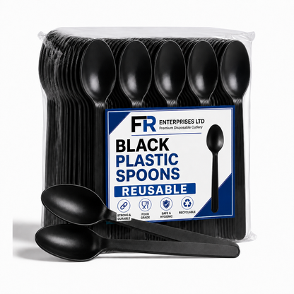 Black Reusable Plastic Spoons 20X50 X1000Pcs