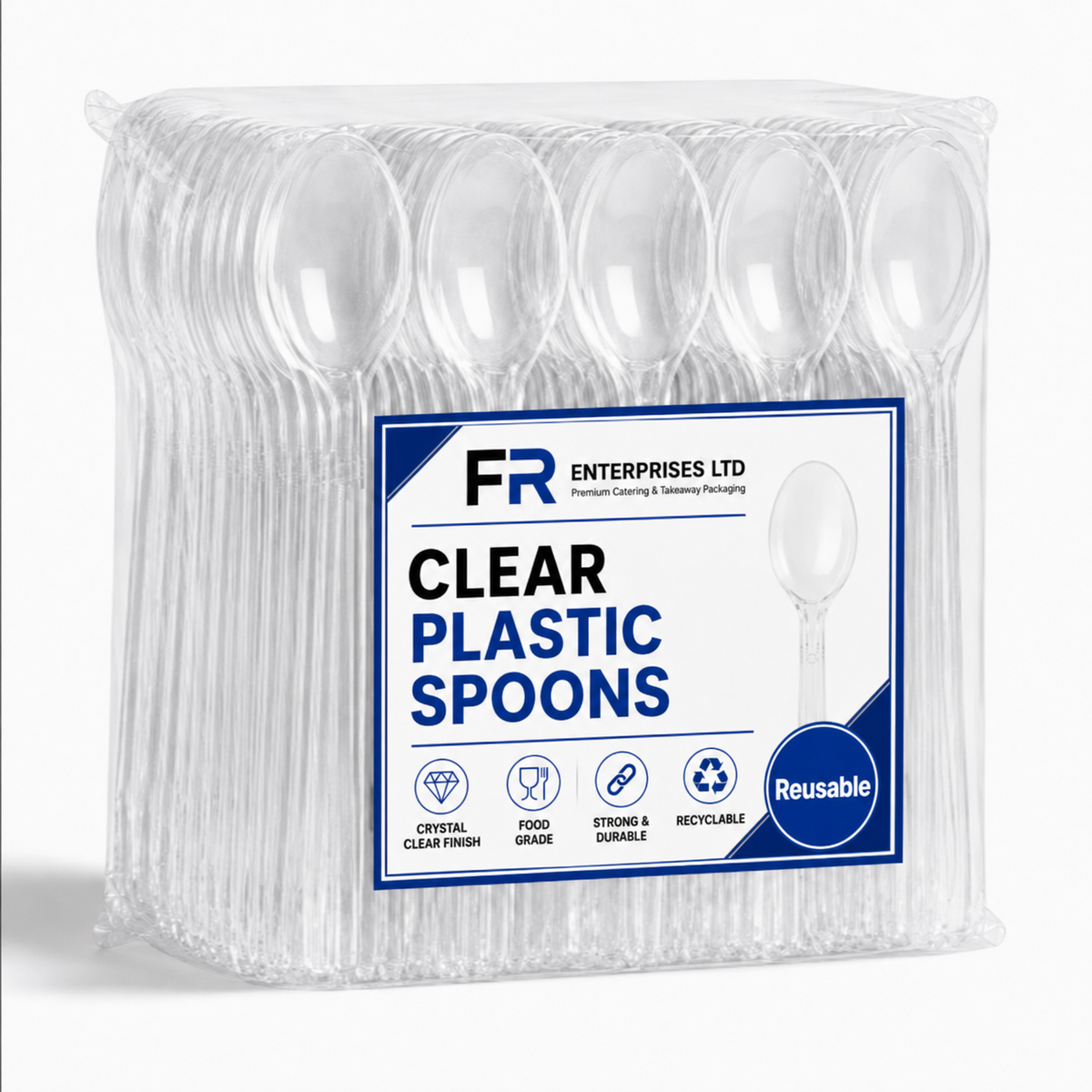 Clear Reusable Plastic Spoon 20X50 X1000Pcs