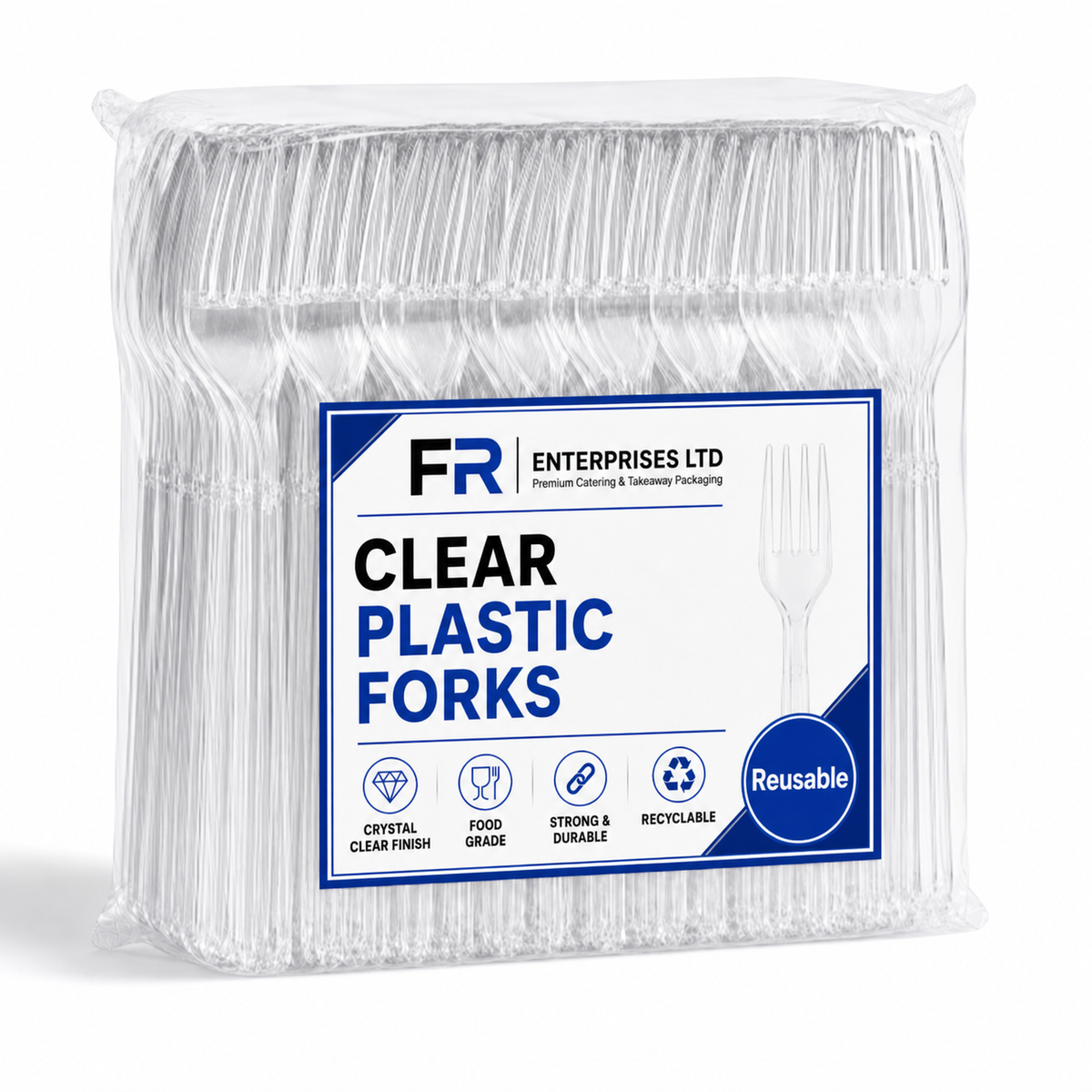 Clear Reusable Plastic Fork 20X50 X1000Pcs