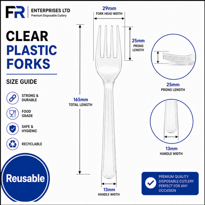 Clear Reusable Plastic Fork 20X50 X1000Pcs