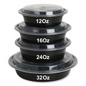 32Oz Black Base Round With Lids X 150Pcs