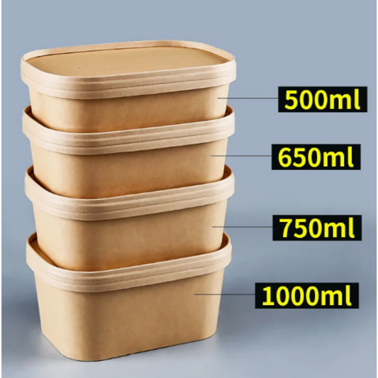 Salad Rectangular Kraft Lids All Sizes (300Pcs)