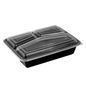 3 Compartment Rectangular Black Base Container X 150Pcs
