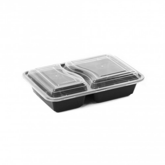 2 Compartment Rectangular Black Base Container 32Oz X 150Pcs