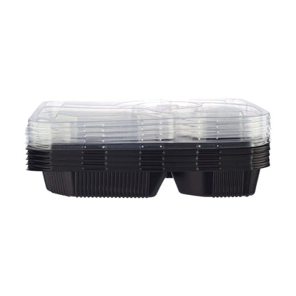 5 Compartment Rectangular Black Base Container X 150Pcs